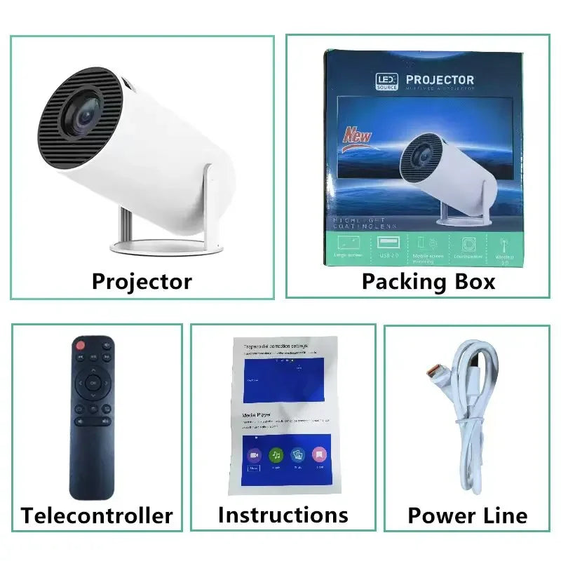 HY200 Portable HD Projector - 1080P WiFi Projector with Adjustable Stand