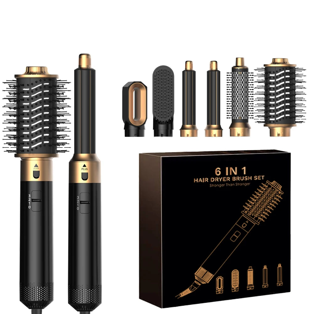 6-in-1 Hair Dryer Brush - Detachable Styling Tool