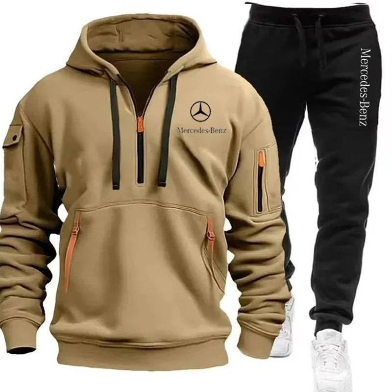 Mercedes Benz Men's Zip-Up Hoodie - Autumn/Winter Tracksuit