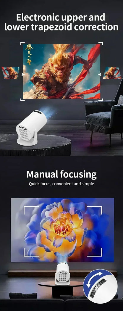 HY200 Portable HD Projector - 1080P WiFi Projector with Adjustable Stand