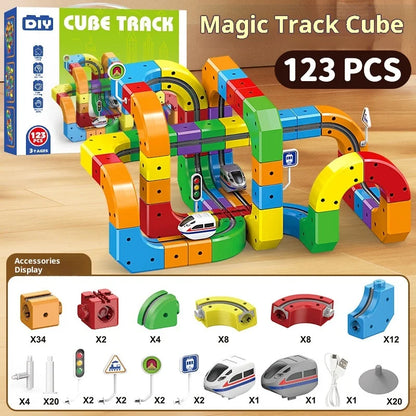 Electric Magnetic Track Set with Anti-Gravity Vehicles 100+ Piece STEM Building Toy Creative DIY Railway Model Gift