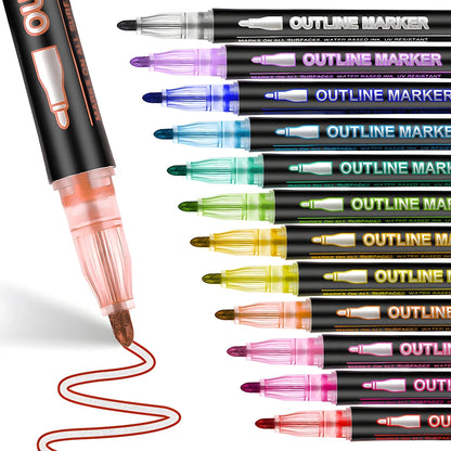 Double Line Outline Markers Set