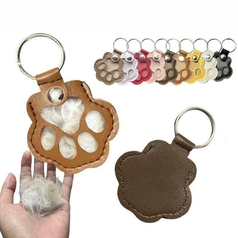 5pcs Cute Leather Portable Pendant Keyrings Cat Paw Pet Hair Holder Keychains for animal Lovers Accessories Wholesale Key chains