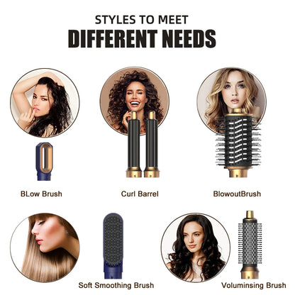 6-in-1 Hair Dryer Brush - Detachable Styling Tool