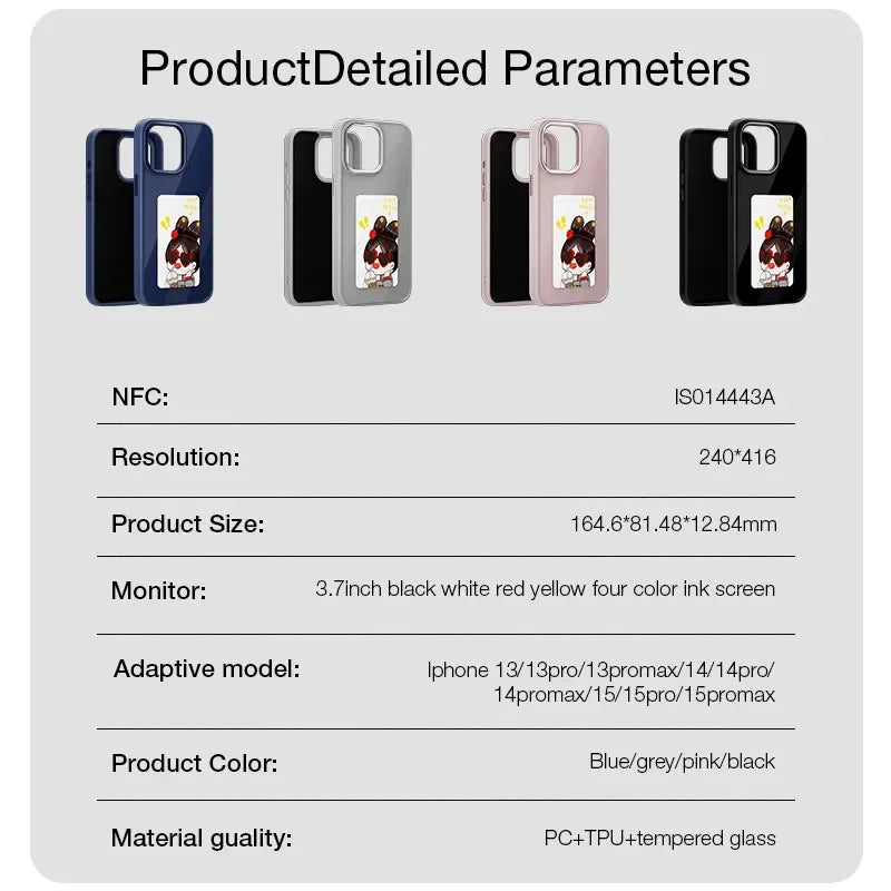 NFC E-Ink Display Phone Case - Custom Photo & Anime (iPhone 11-16)