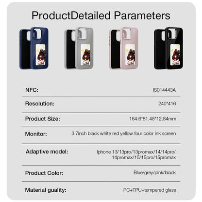 NFC E-Ink Display Phone Case - Custom Photo & Anime (iPhone 11-16)