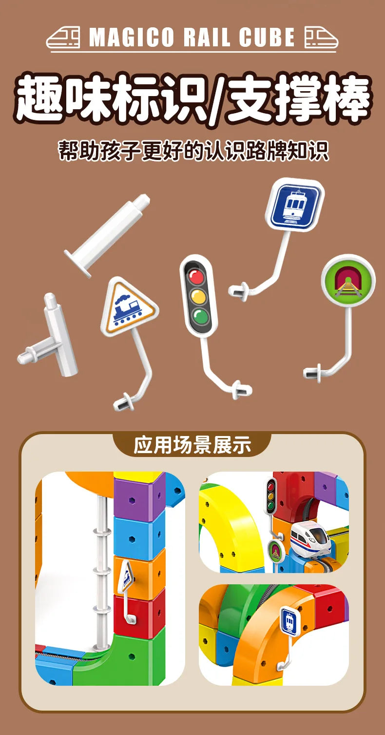 Electric Magnetic Track Set with Anti-Gravity Vehicles 100+ Piece STEM Building Toy Creative DIY Railway Model Gift