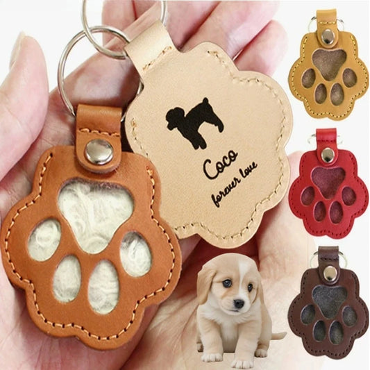 5pcs Cute Leather Portable Pendant Keyrings Cat Paw Pet Hair Holder Keychains for animal Lovers Accessories Wholesale Key chains