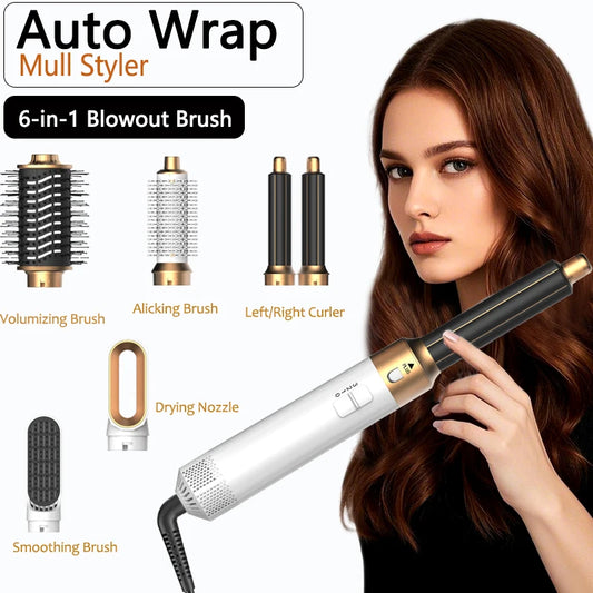 6-in-1 Hair Dryer Brush - Detachable Styling Tool