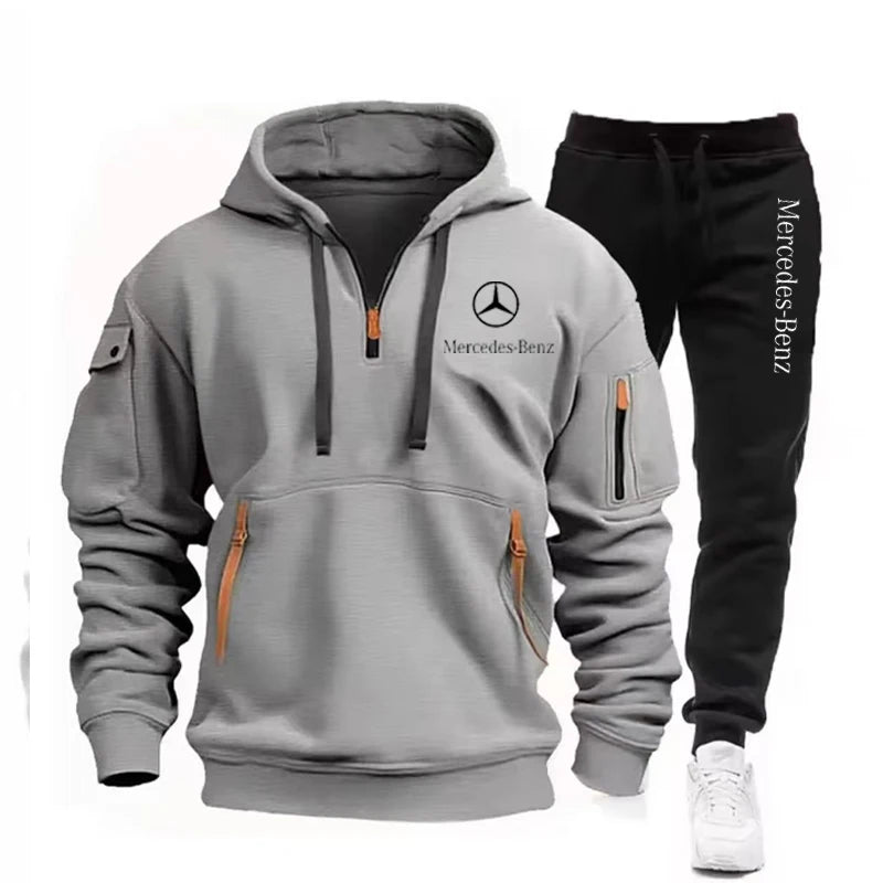 Mercedes Benz Men's Zip-Up Hoodie - Autumn/Winter Tracksuit
