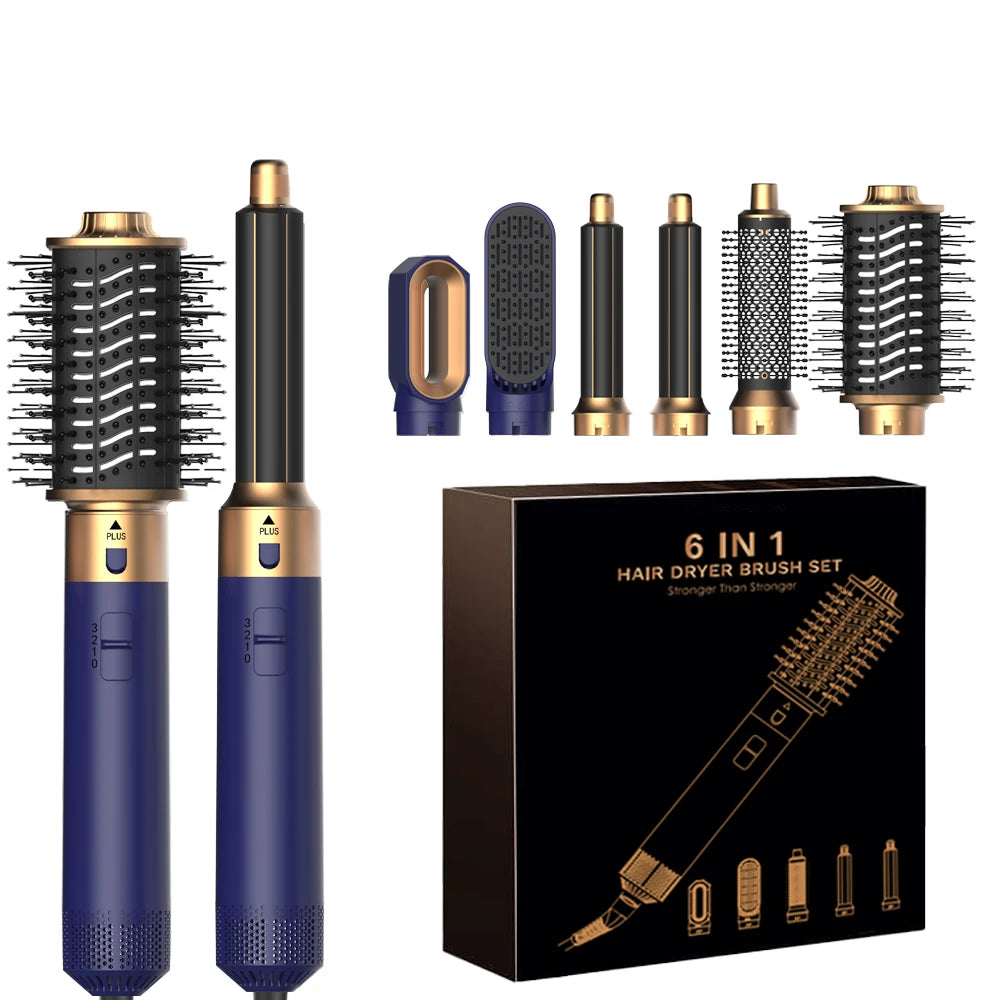 6-in-1 Hair Dryer Brush - Detachable Styling Tool