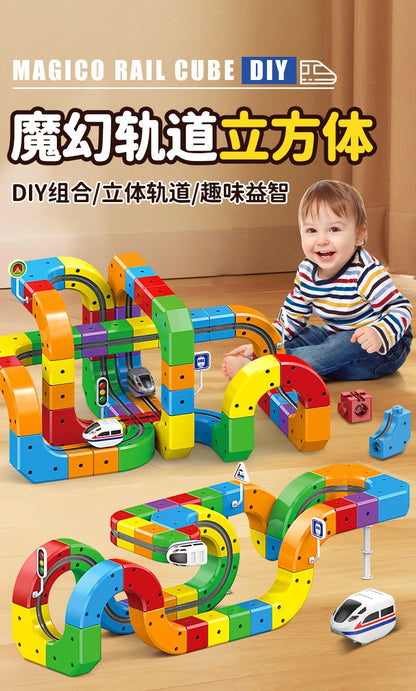 Electric Magnetic Track Set with Anti-Gravity Vehicles 100+ Piece STEM Building Toy Creative DIY Railway Model Gift