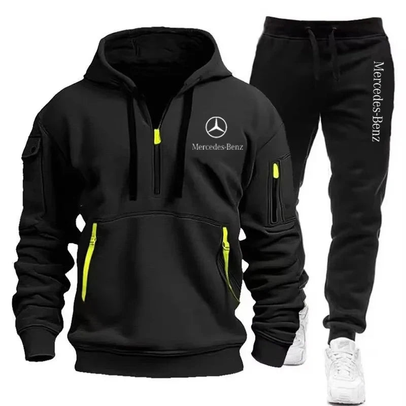 Mercedes Benz Men's Zip-Up Hoodie - Autumn/Winter Tracksuit