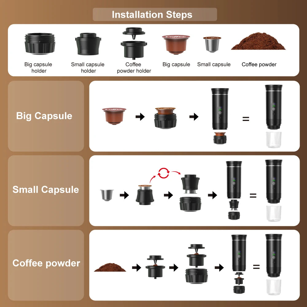 3-in-1 Portable Espresso Maker with Digital Display