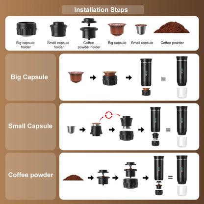 3-in-1 Portable Espresso Maker with Digital Display