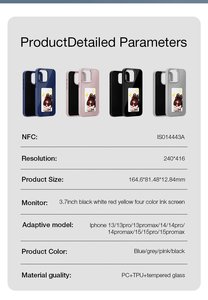 NFC E-Ink Display Phone Case - Custom Photo & Anime (iPhone 11-16)