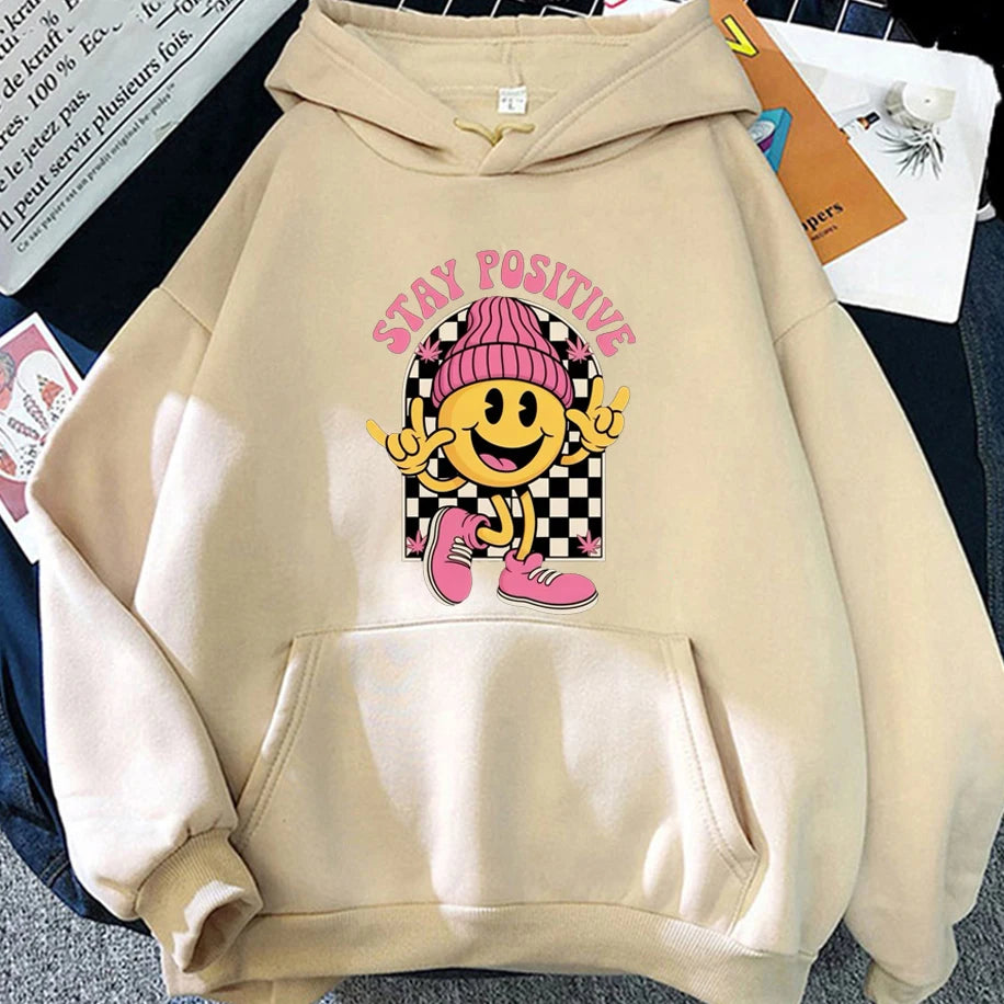 Smiling Face in Pink Hat Designed Pattern Men Women Hoodie