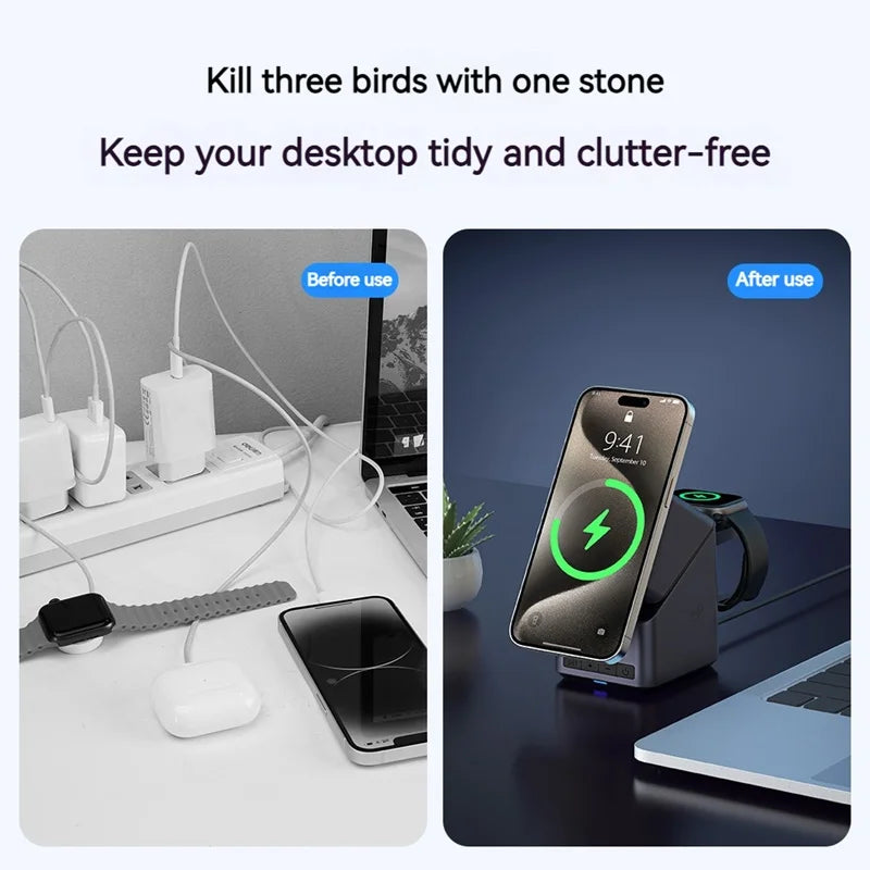 4in1 Electric Rotating Magnetic 15W Wireless Charger