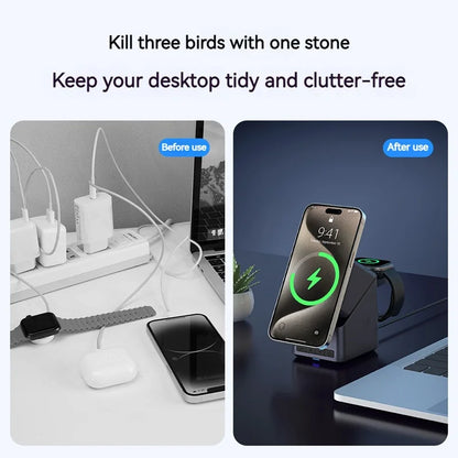 4in1 Electric Rotating Magnetic 15W Wireless Charger