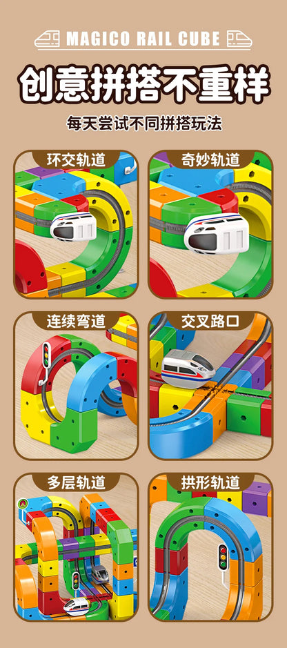 Electric Magnetic Track Set with Anti-Gravity Vehicles 100+ Piece STEM Building Toy Creative DIY Railway Model Gift