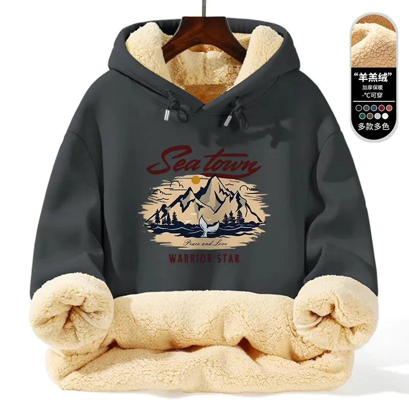 Thickened Lamb Fur Hooded Sweatshirt - Winter Warm Hoodie