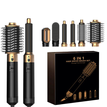 6-in-1 Hair Dryer Brush - Detachable Styling Tool