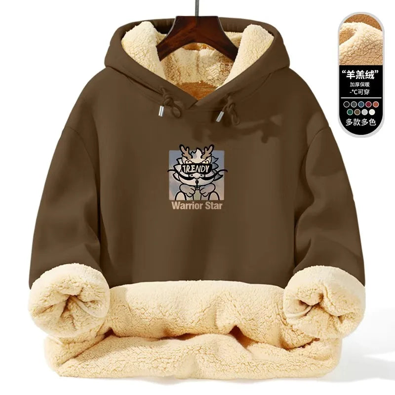 Thickened Lamb Fur Hooded Sweatshirt - Winter Warm Hoodie