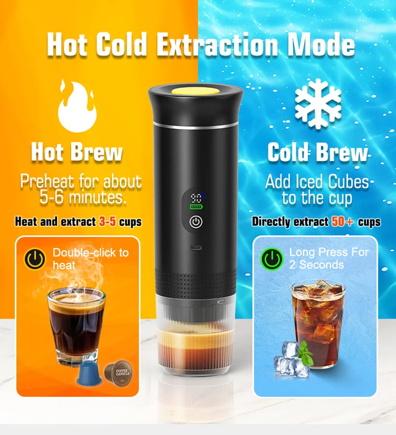 3-in-1 Portable Espresso Maker with Digital Display
