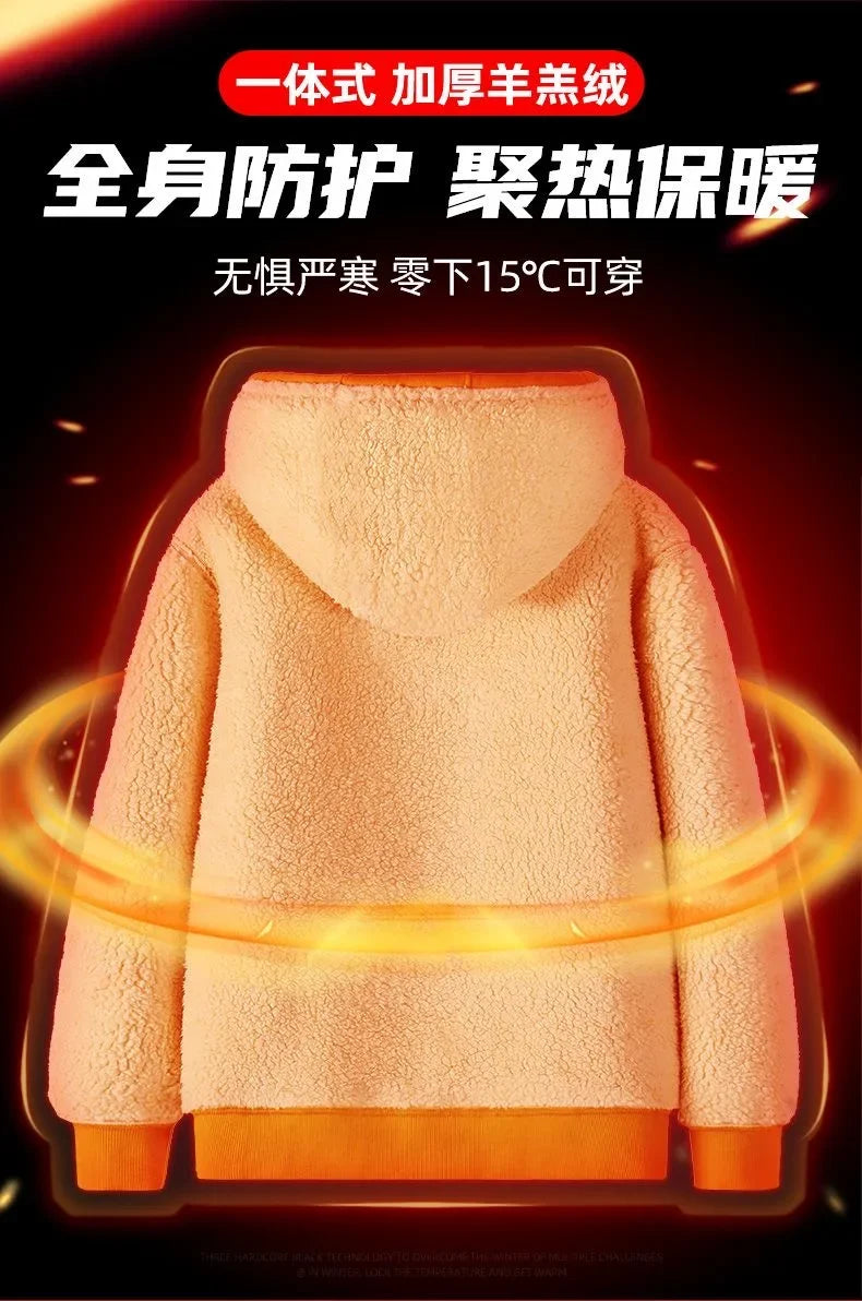 Thickened Lamb Fur Hooded Sweatshirt - Winter Warm Hoodie