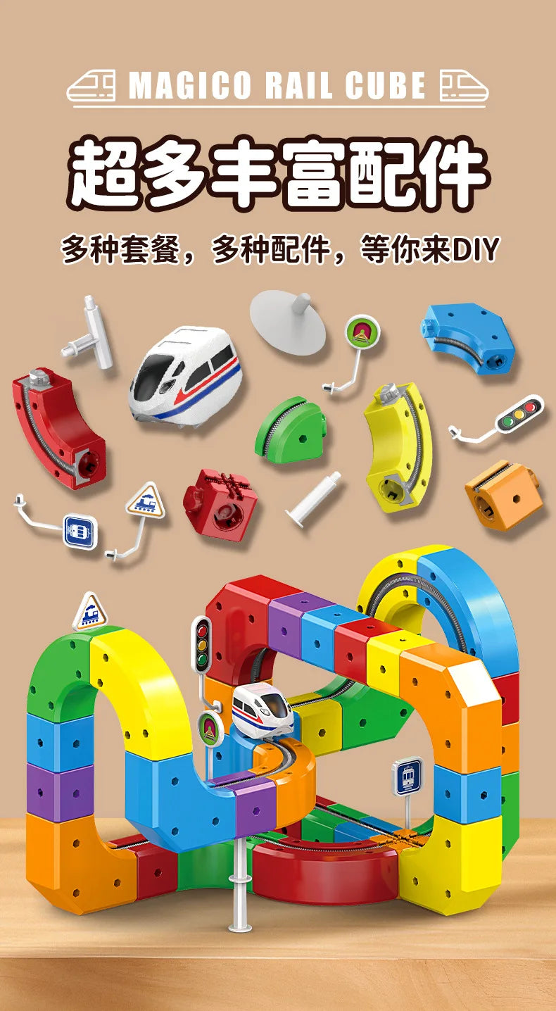 Electric Magnetic Track Set with Anti-Gravity Vehicles 100+ Piece STEM Building Toy Creative DIY Railway Model Gift