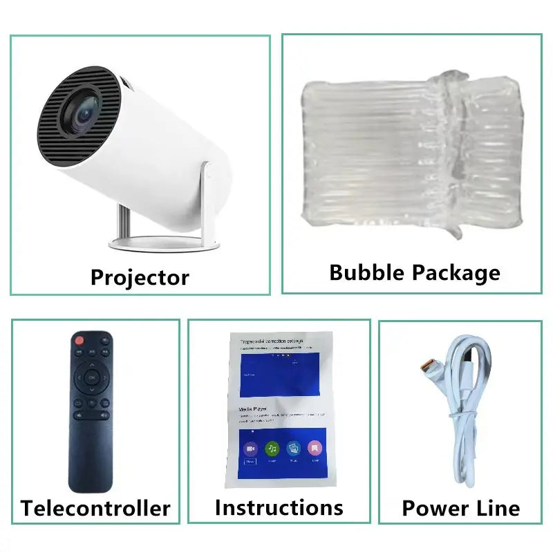 HY200 Portable HD Projector - 1080P WiFi Projector with Adjustable Stand