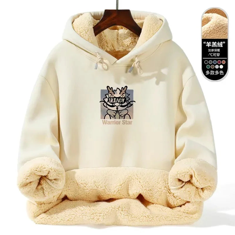 Thickened Lamb Fur Hooded Sweatshirt - Winter Warm Hoodie
