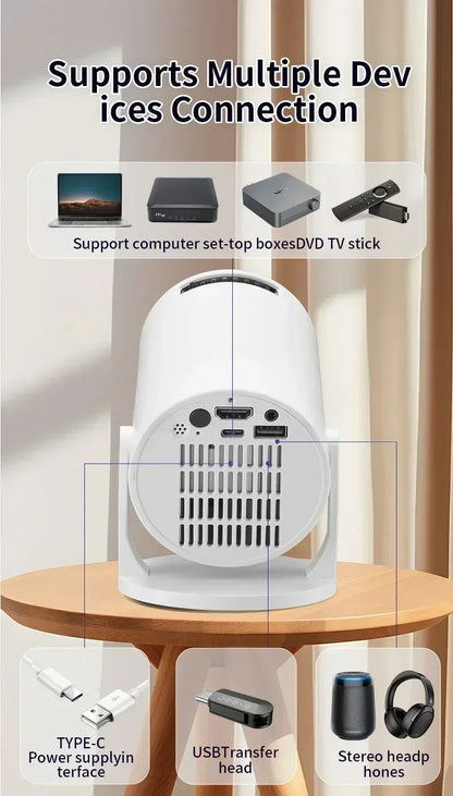 HY200 Portable HD Projector - 1080P WiFi Projector with Adjustable Stand