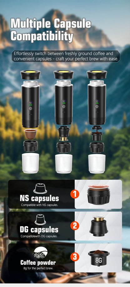 3-in-1 Portable Espresso Maker with Digital Display