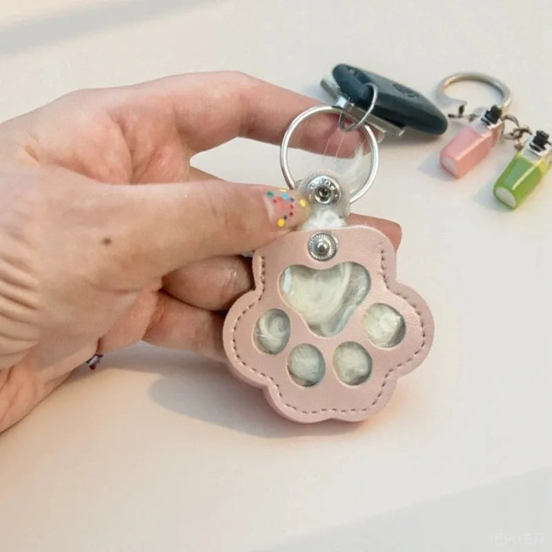 5pcs Cute Leather Portable Pendant Keyrings Cat Paw Pet Hair Holder Keychains for animal Lovers Accessories Wholesale Key chains