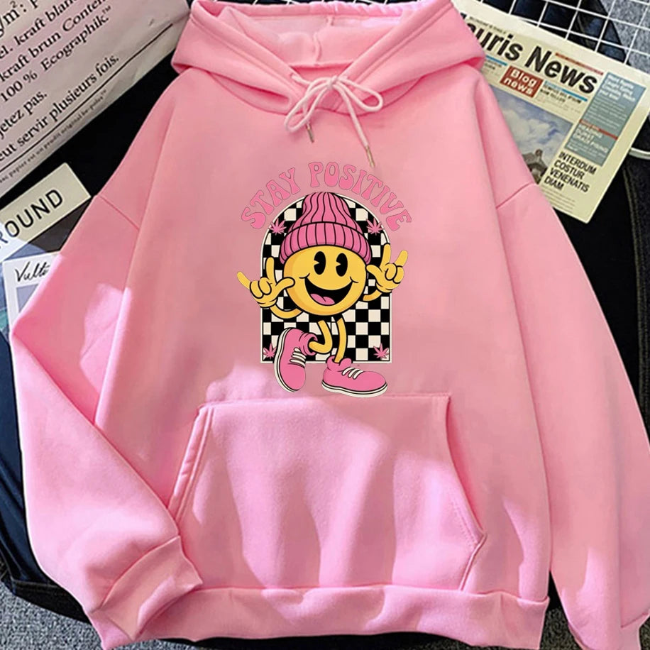 Smiling Face in Pink Hat Designed Pattern Men Women Hoodie