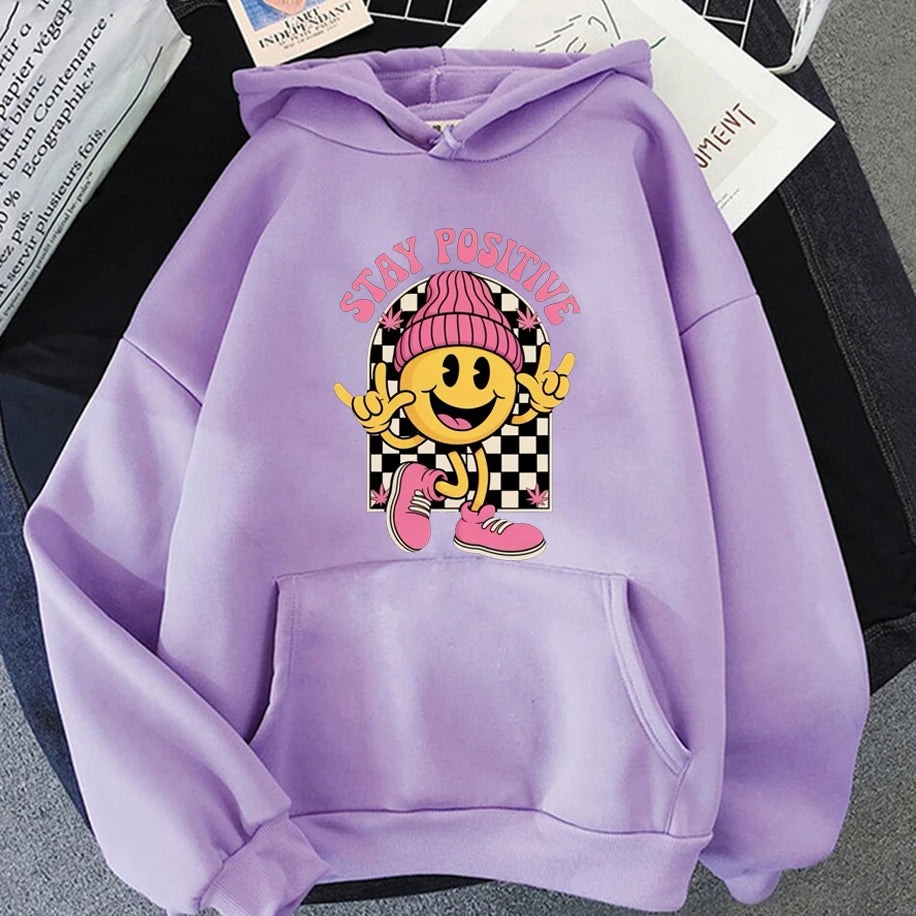 Smiling Face in Pink Hat Designed Pattern Men Women Hoodie