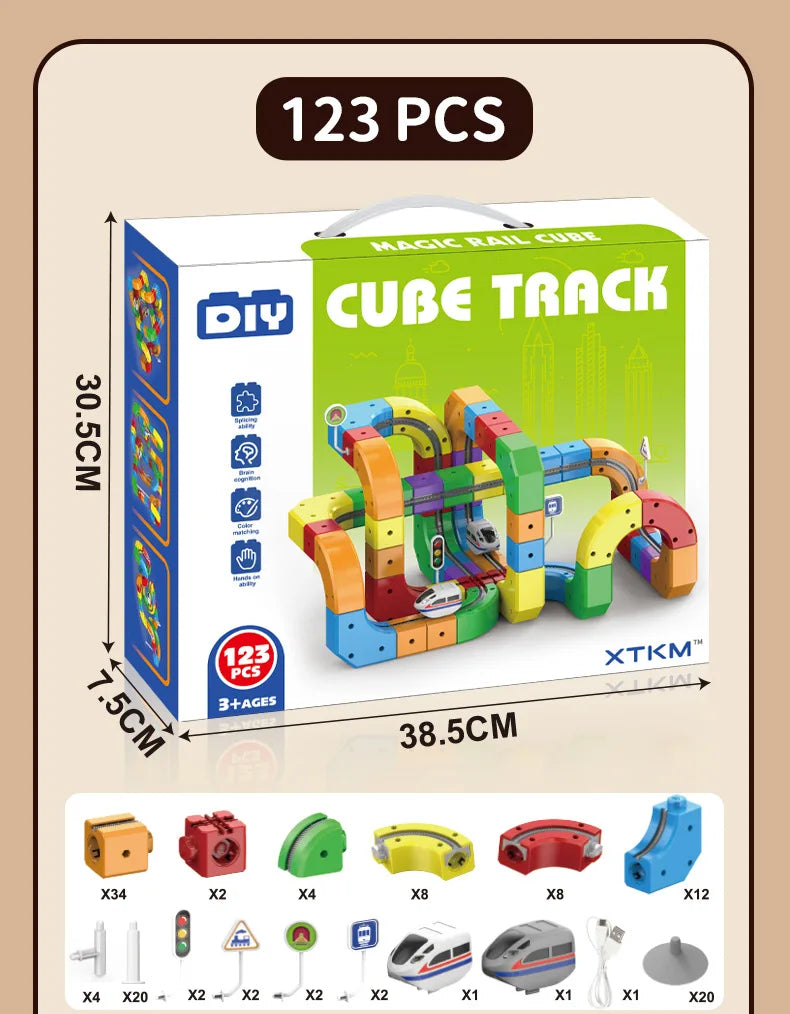 Electric Magnetic Track Set with Anti-Gravity Vehicles 100+ Piece STEM Building Toy Creative DIY Railway Model Gift