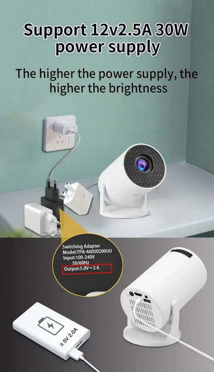 HY200 Portable HD Projector - 1080P WiFi Projector with Adjustable Stand