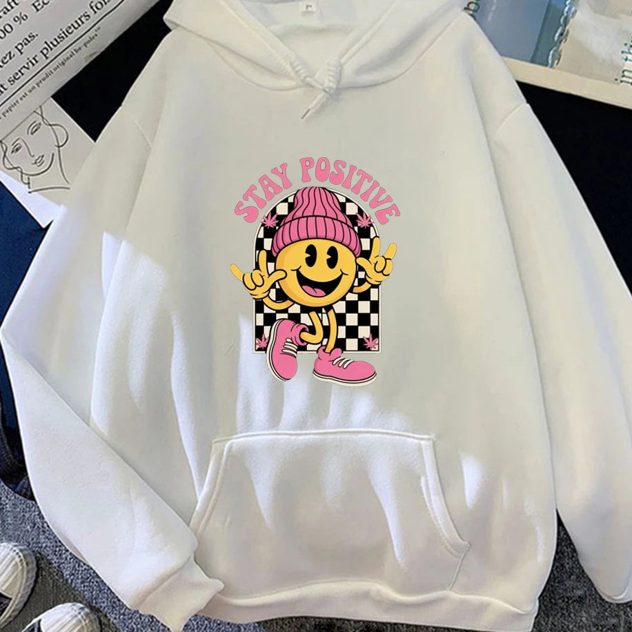 Smiling Face in Pink Hat Designed Pattern Men Women Hoodie