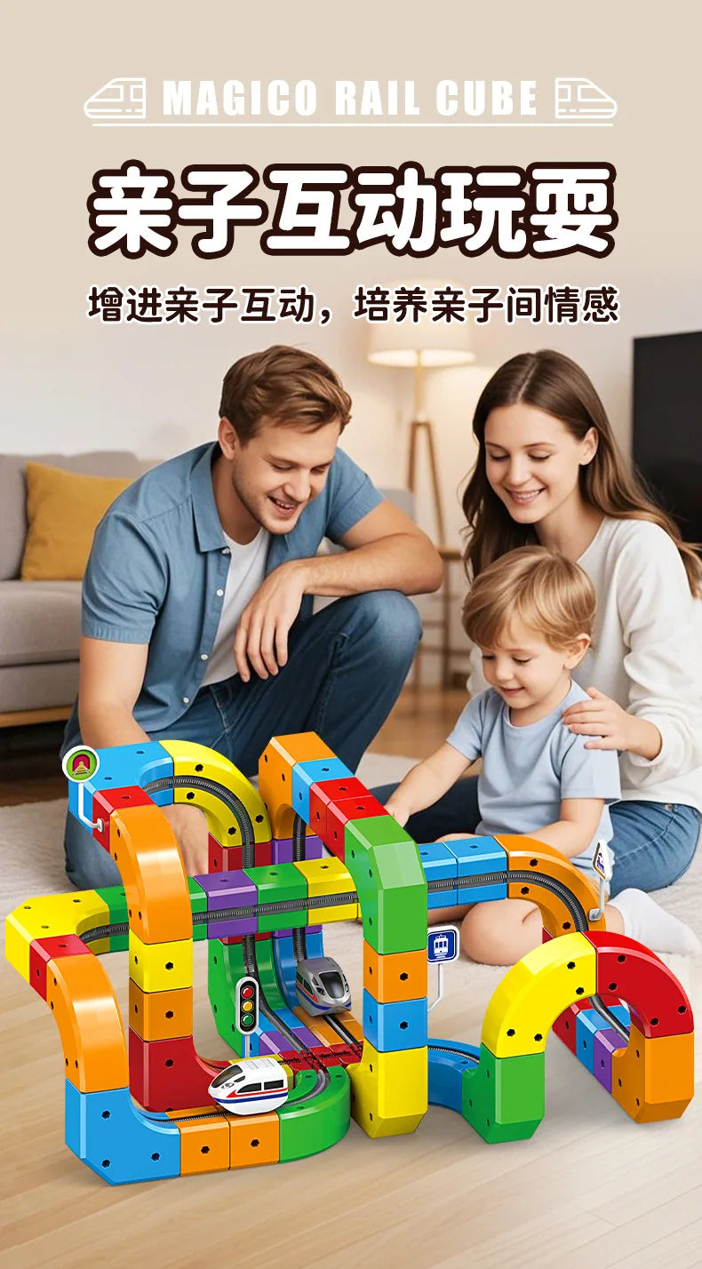 Electric Magnetic Track Set with Anti-Gravity Vehicles 100+ Piece STEM Building Toy Creative DIY Railway Model Gift