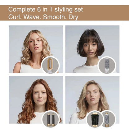 6-in-1 Hair Dryer Brush - Detachable Styling Tool