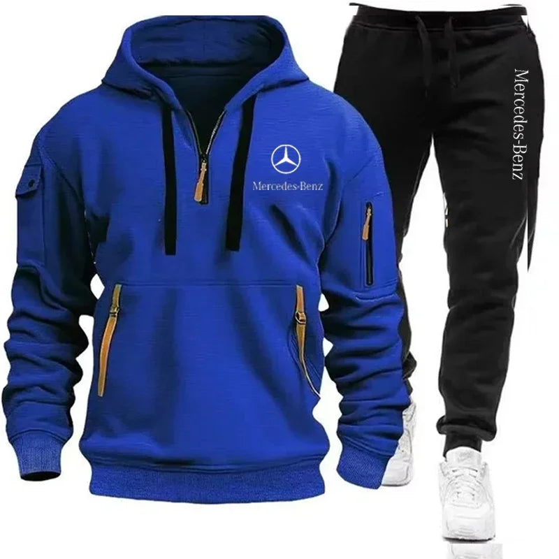 Mercedes Benz Men's Zip-Up Hoodie - Autumn/Winter Tracksuit