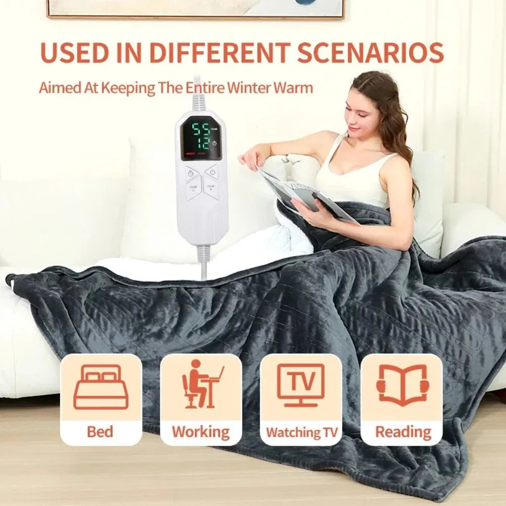 Electric Blanket - Heated Throw with Auto Shut-Off & Washable