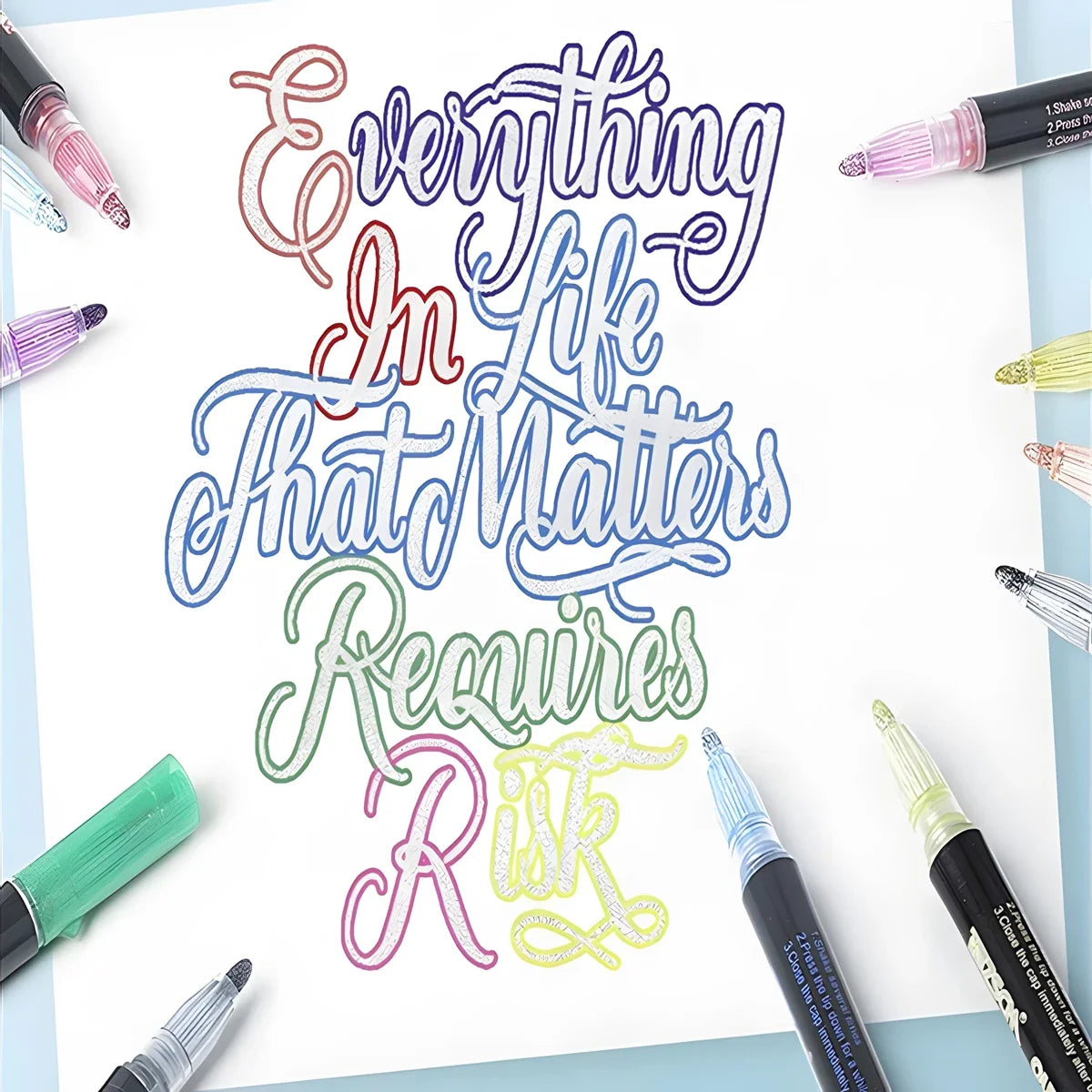 Double Line Outline Markers Set