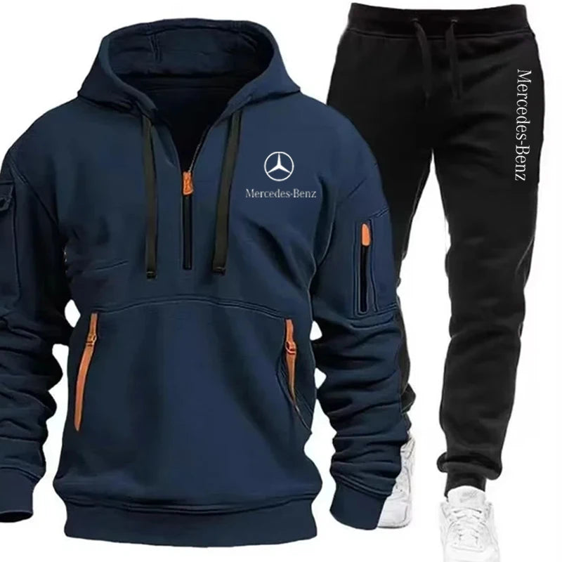 Mercedes Benz Men's Zip-Up Hoodie - Autumn/Winter Tracksuit