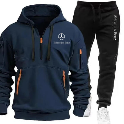 Mercedes Benz Men's Zip-Up Hoodie - Autumn/Winter Tracksuit