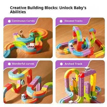 Electric Magnetic Track Set with Anti-Gravity Vehicles 100+ Piece STEM Building Toy Creative DIY Railway Model Gift